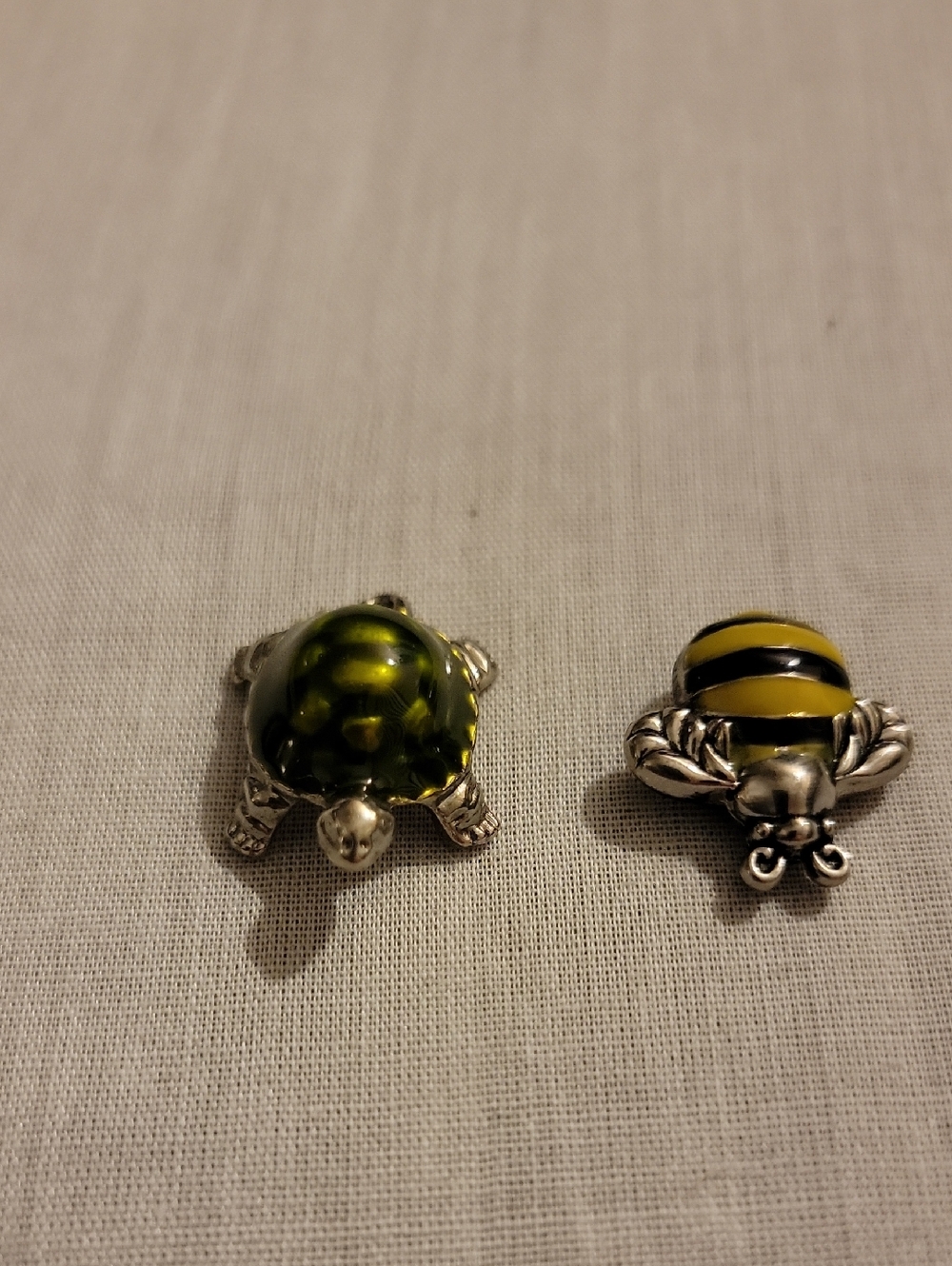Ganz Lucky Little Green Turtle & Yellow Bee Silver Charms